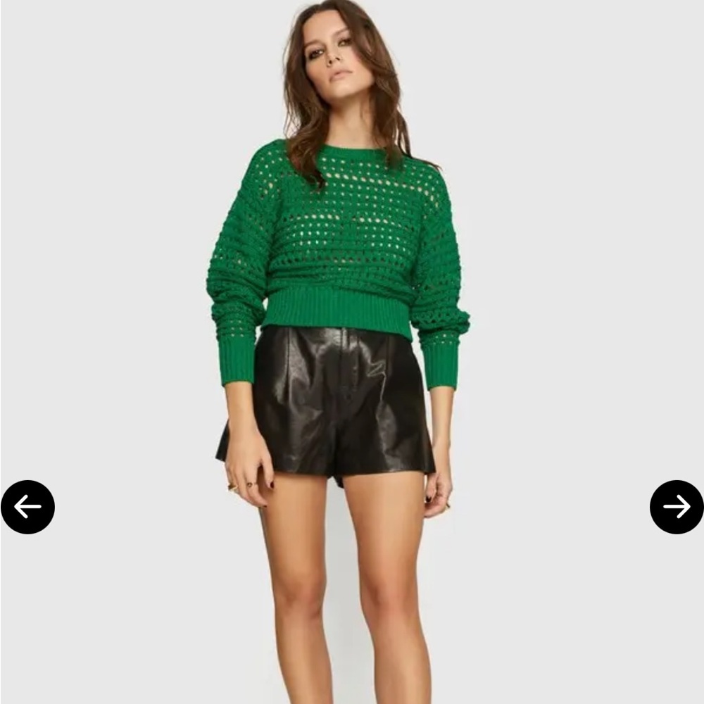 Rebecca Minkoff Nova Crochet Sweater Green Size S